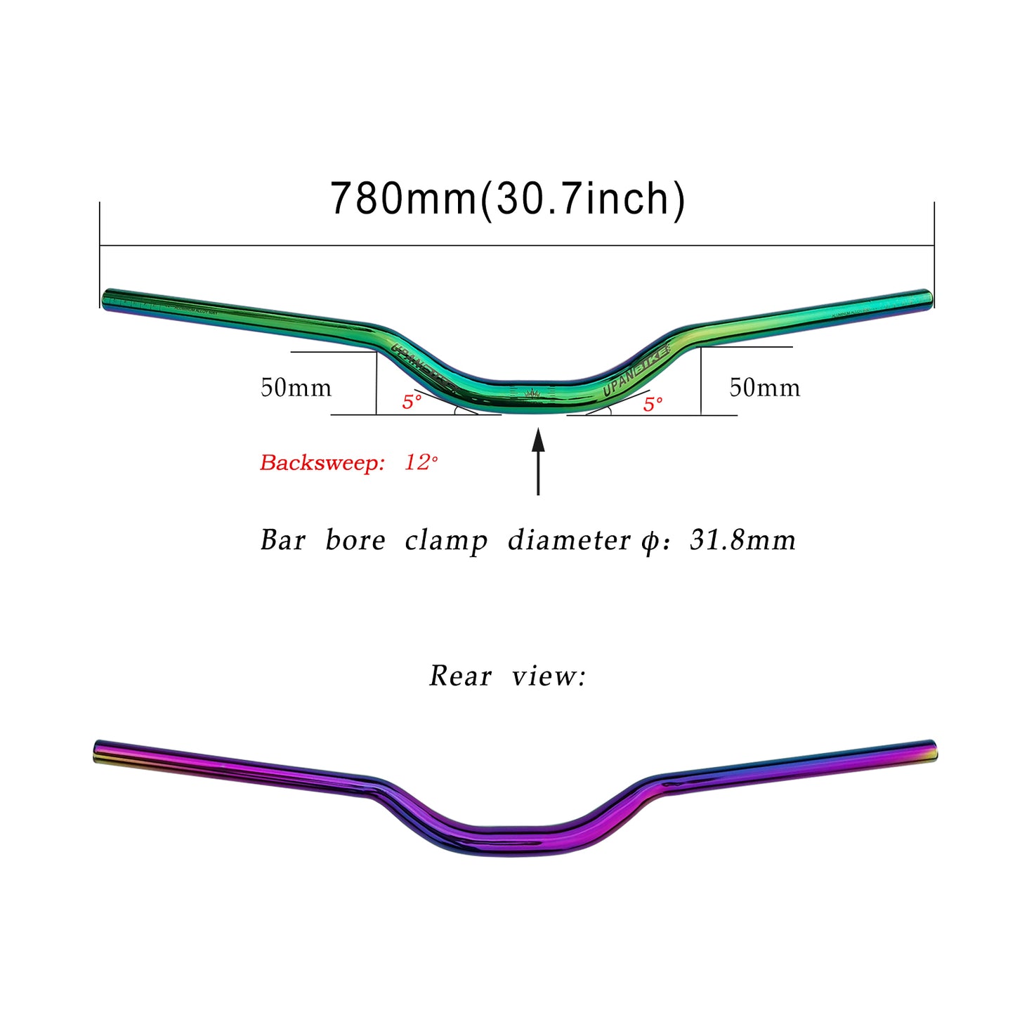 B207 Mountain Bike Handlebar, Colorful Anodizing, 31.8mm*780mm Handlebar