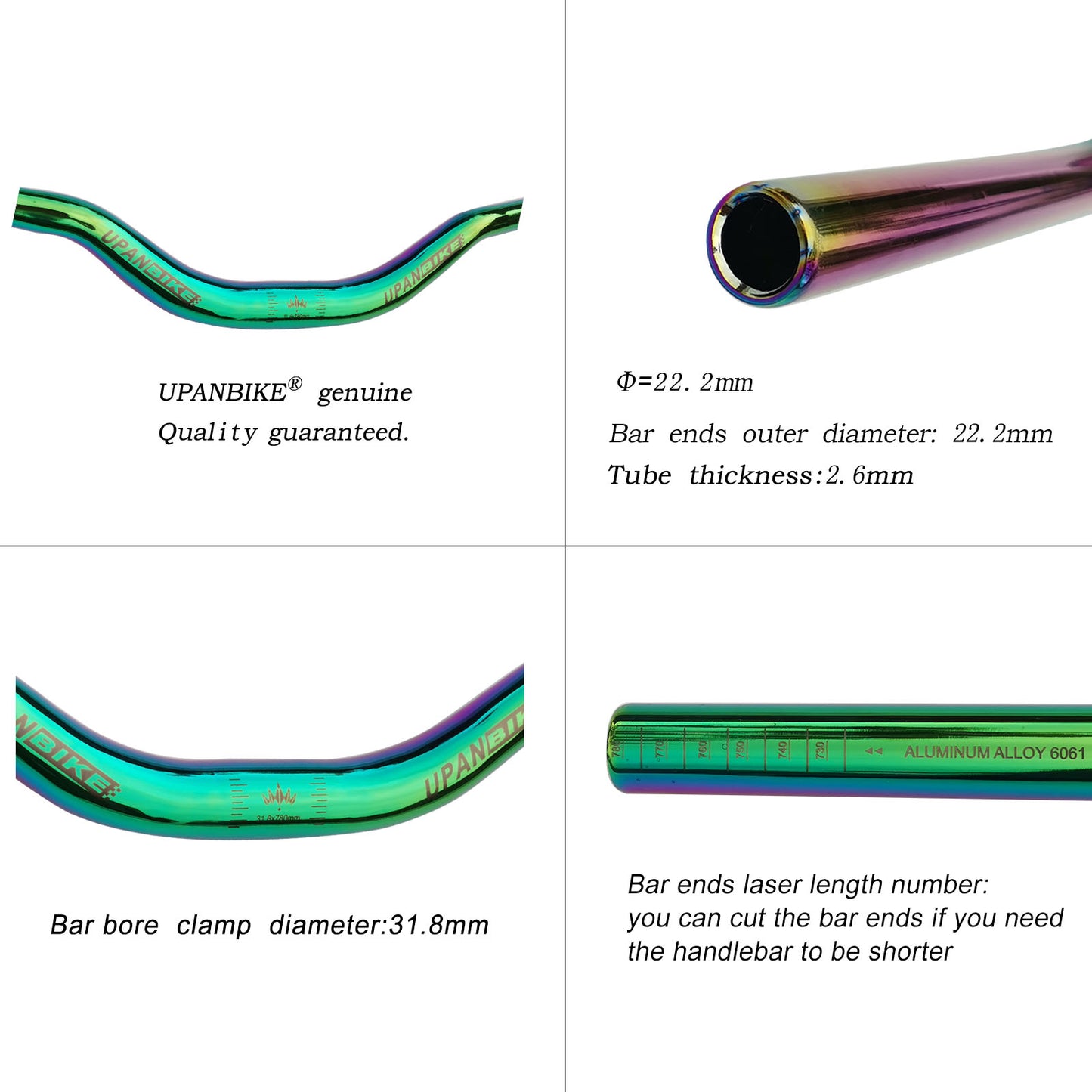 B207 Mountain Bike Handlebar, Colorful Anodizing, 31.8mm*780mm Handlebar