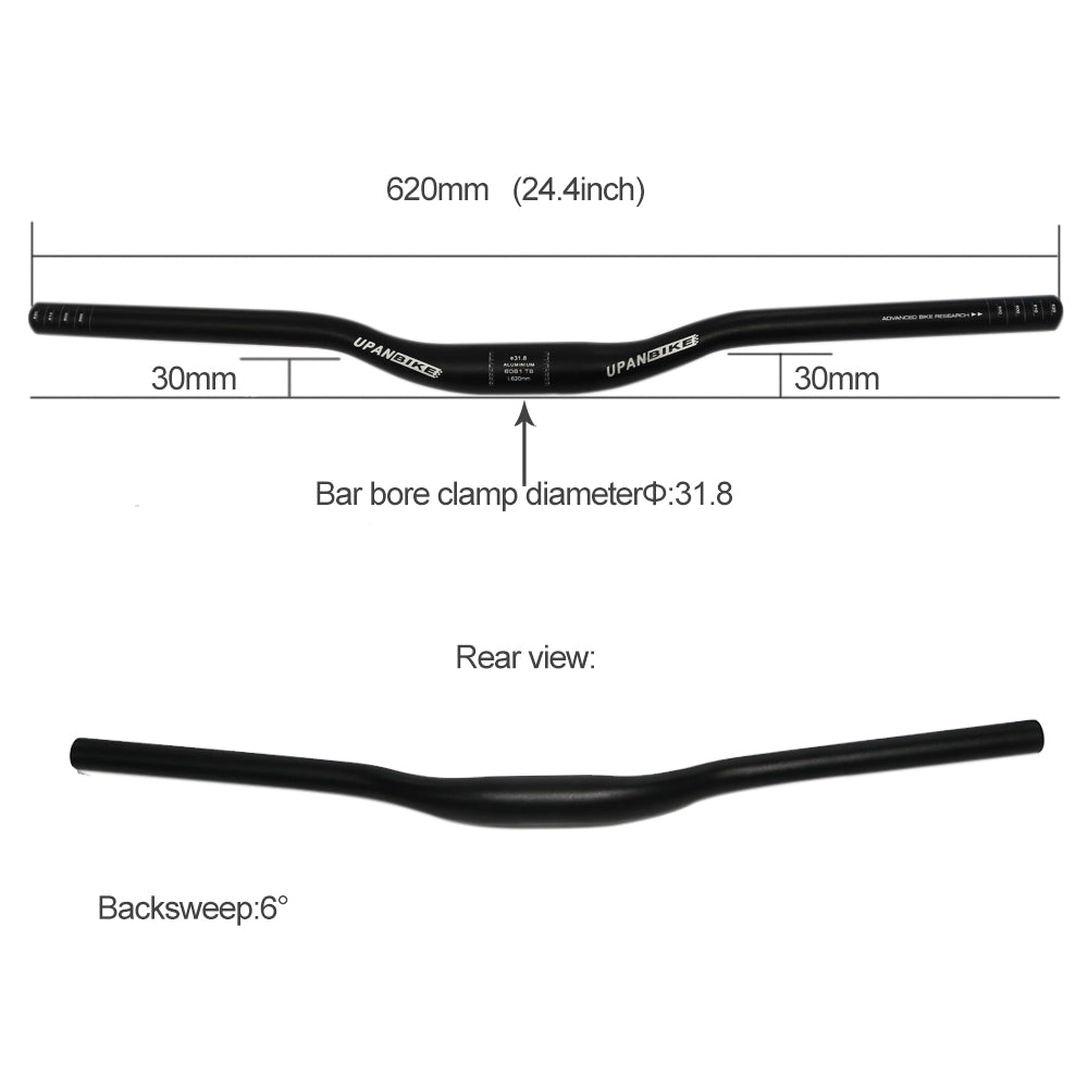 UPANBIKE Bike Handlebar Flat Bar Riser Bar 25.4mm*60cm 31.8mm*62cm B119 - UPANBIKE