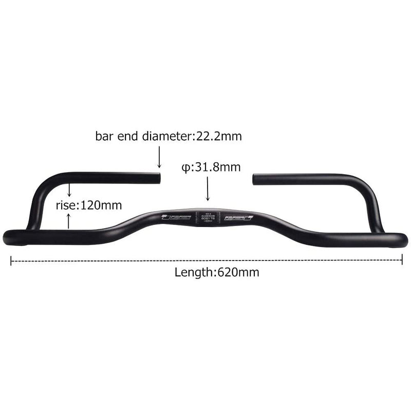 UPANBIKE Bike Butterfly Handlebar Aluminum Alloy Wide Three-dimensional Rest Bar Riser Bar With Sponge Cover (31.8mm*620mm) B194 - UPANBIKE