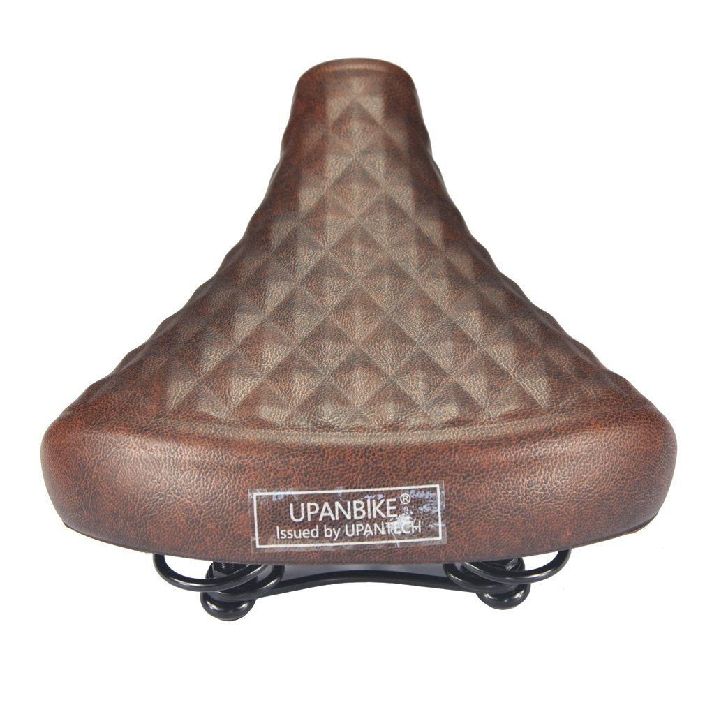 UPANBIKE Widened Rhombus Lines Smooth Leather Bike Saddle B319 - UPANBIKE