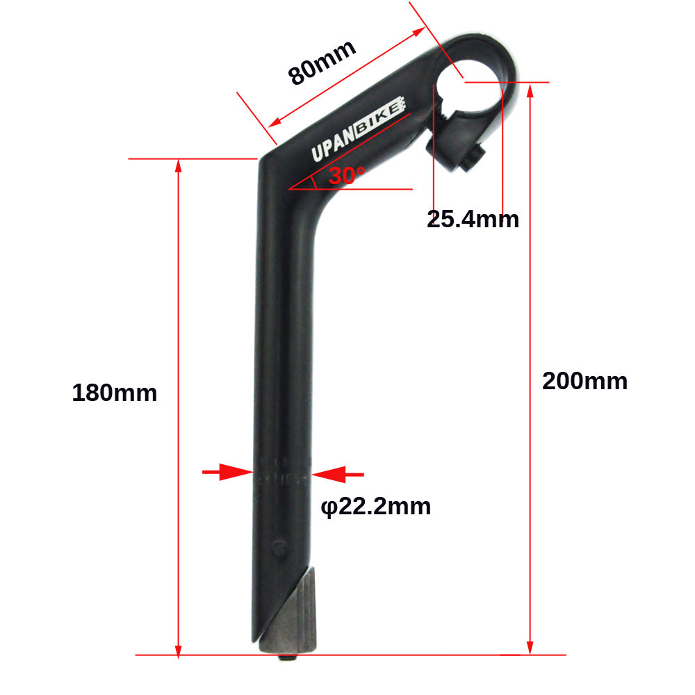 UPANBIKE Bike Stem 22.2mm*25.4mm Aluminum Alloy Gooseneck Shape 40mm/80mm Stem B002 - UPANBIKE