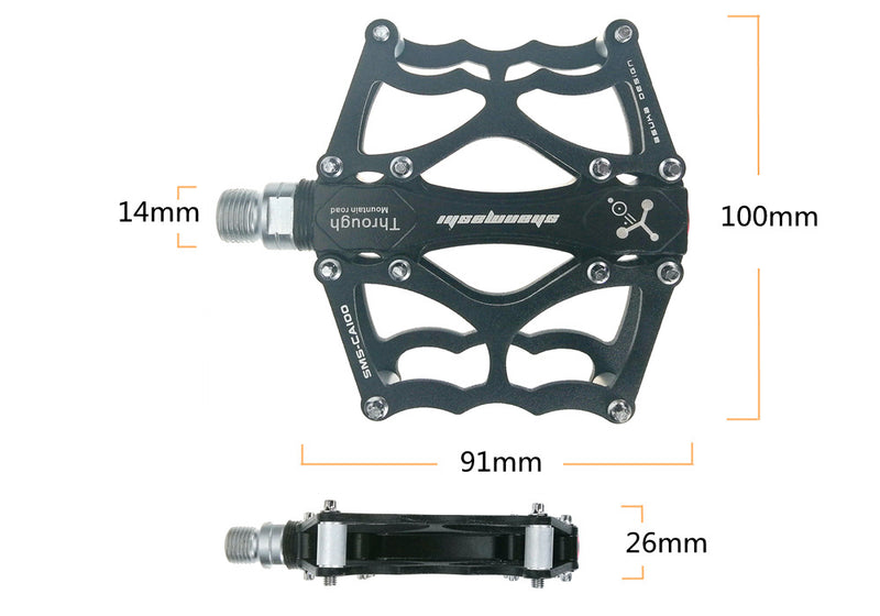 UPANBIKE MTB Road Bike Bicycle 9/16'' Ultralight Pedals Bearing CNC Aluminum Widen Flat Platform Bike Pedals UP635 - UPANBIKE