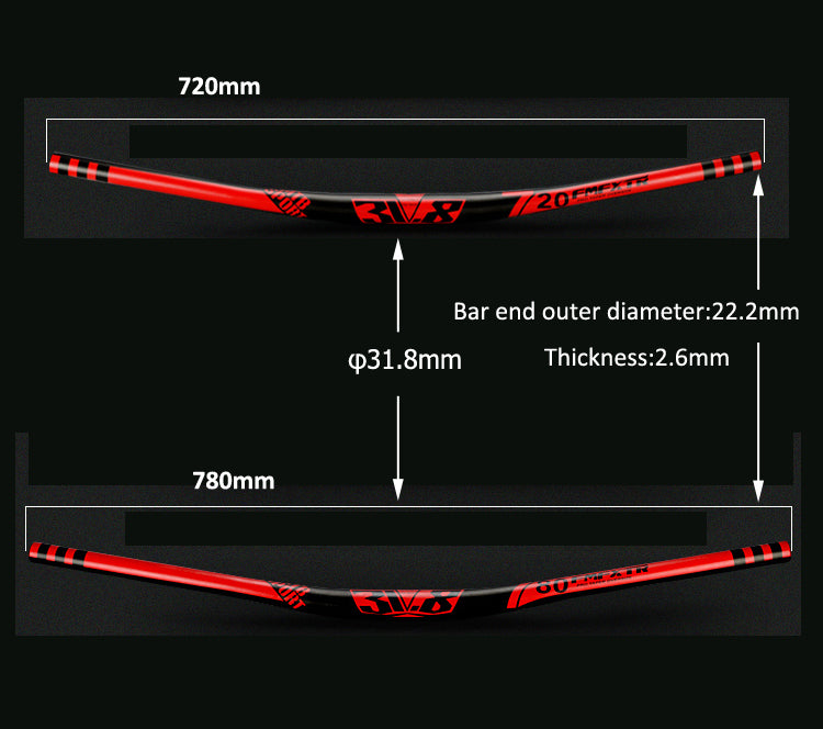 UPANBIKE Aluminium Alloy Mountain Road Bike Handlebar 31.8mm*780mm Bicycle Riser Bar B191 - UPANBIKE