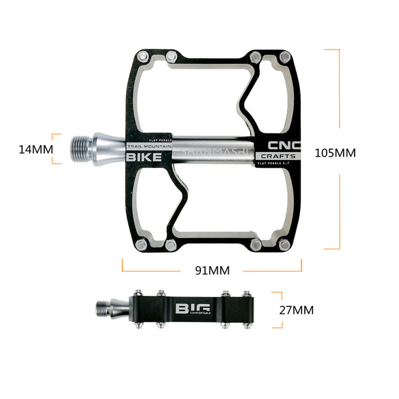 UPANBIKE 9/16" Bike Pedals Aluminium Alloy Wide Flat Platform CNC Ultralight Bearing Bicycle Pedals For MTB BMX Road Bike UP656 - UPANBIKE