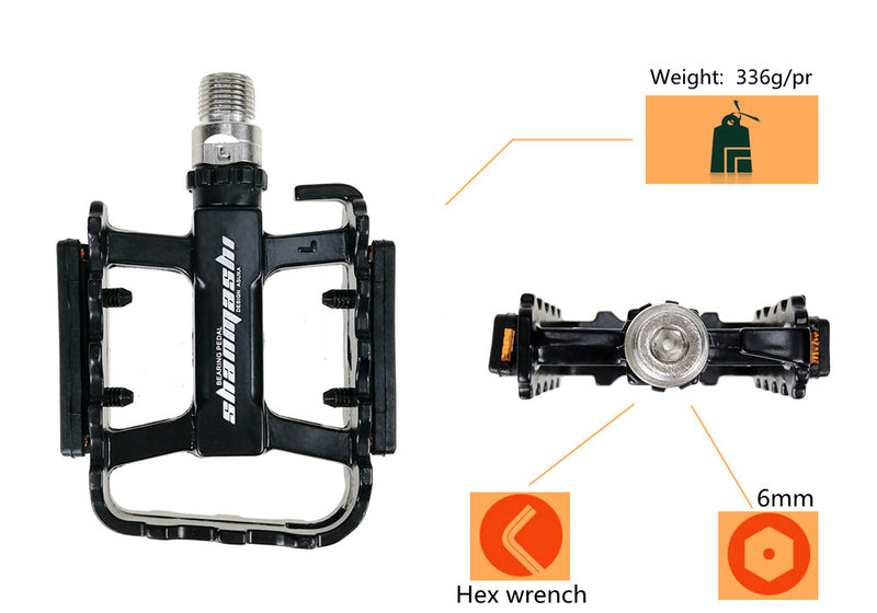 UPANBIKE Bearing Bike Pedals 9/16'' Spindle Ultralight CNC Aluminum Alloy Flat Platform For Mountain Road Bicycle B634 - UPANBIKE