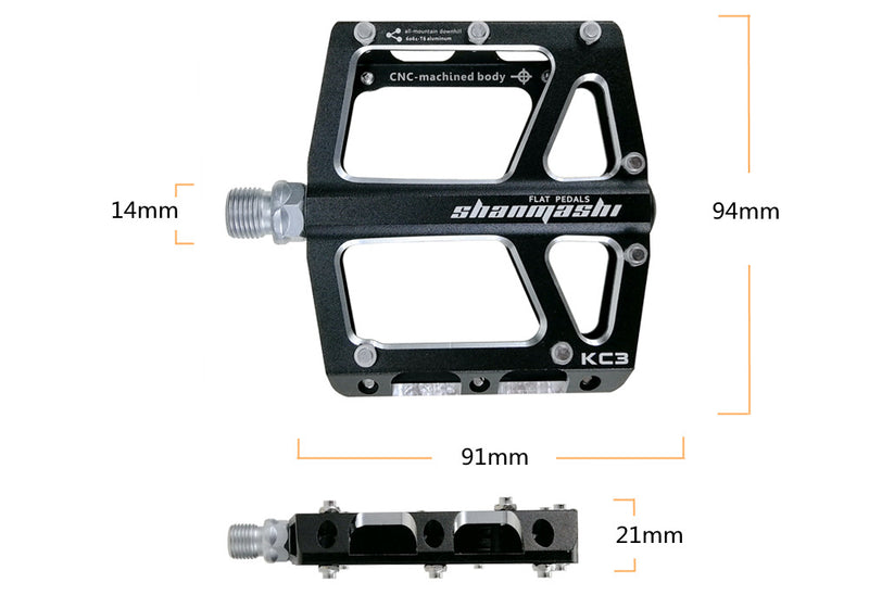 UPANBIKE 9/16" Bike Pedals Aluminum Alloy Wide Flat Platform CNC 2DU Bearing Bicycle Pedals For Mountain Bike Road Bike UP636 - UPANBIKE