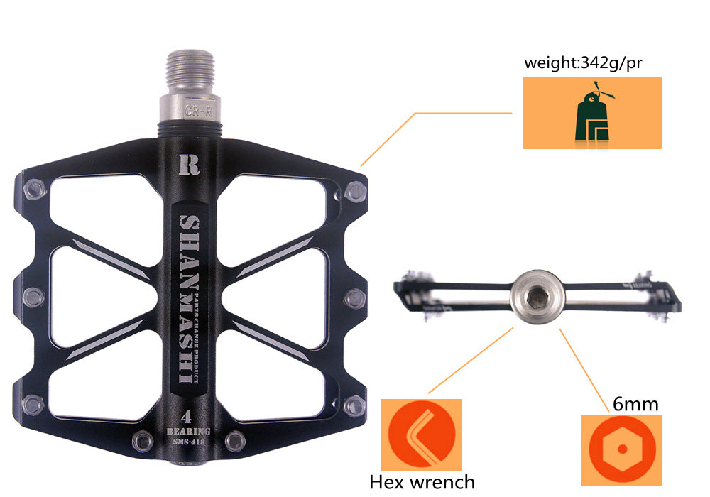 UPANBIKE 4 Sealed Bearing Pedals for Mountain Bike Road Bicycle Aluminum Flat Platform B609 - UPANBIKE